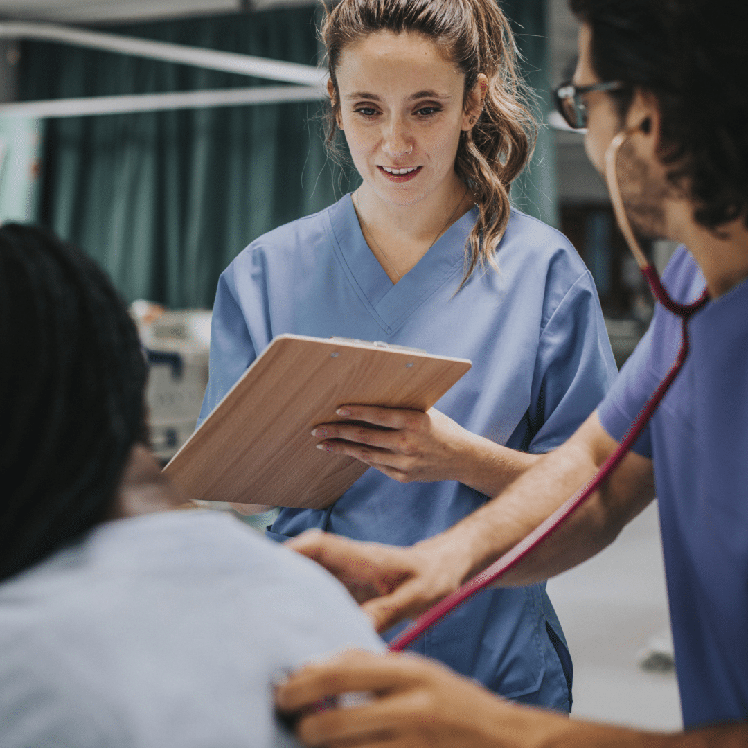 new nurse taking report after graduating nursing school and passing NCLEX